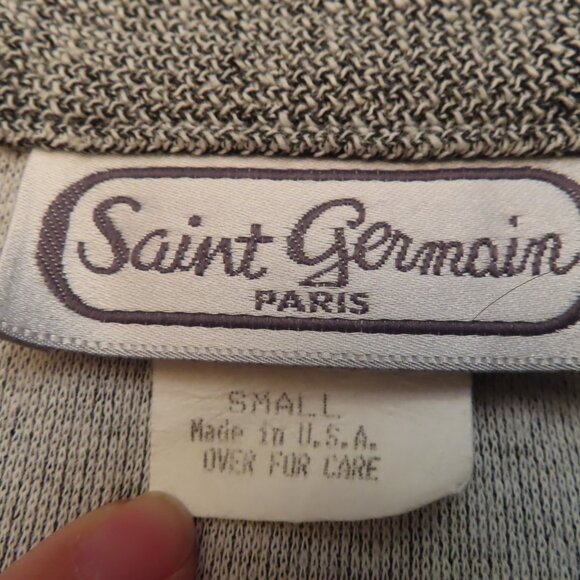 Vintage St. Germain Paris USA Womens Button Up Top Small Gray Unique - Picture 9 of 15